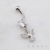 DANGLE DOVE SWALLOW SPARROW BIRD CHARM BELLY BUTTON NAVEL RING 316L SURGICAL STEEL